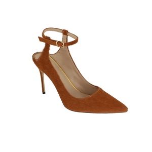 Pony hair pumps with ankle strap
